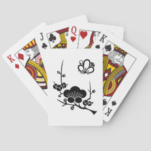 Jeu De Cartes branche d'Ume et fleur d'Ume en forme de papillon