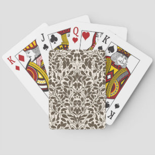 Jeu De Cartes Branches de chêne et feuilles, motif damassé en br
