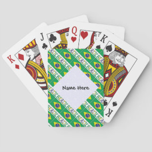 Jeu De Cartes Brésil et drapeau brésilien carrelés avec votre no