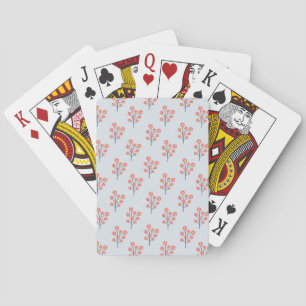 Jeu De Cartes Brins de Fleur de Corail sur Motif Bleu Brumeux