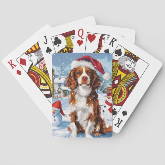 Jeu De Cartes Brittany Spaniel Dog Winter Wonderland Noël (dos)