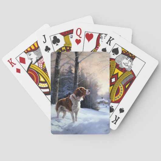Jeu De Cartes Brittany Spaniel Laissez Neige Noël (dos)