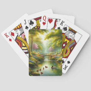 Jeu De Cartes Brook de printemps avec canards/fleurs
