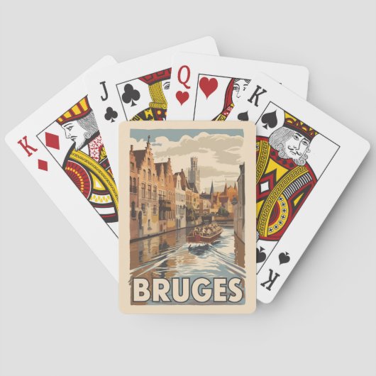 Jeu De Cartes Bruges Belgique Illustration Voyage Art Vintage (dos)