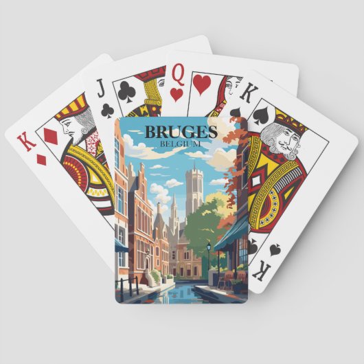 Jeu De Cartes Bruges Belgium Travel Illustration (dos)