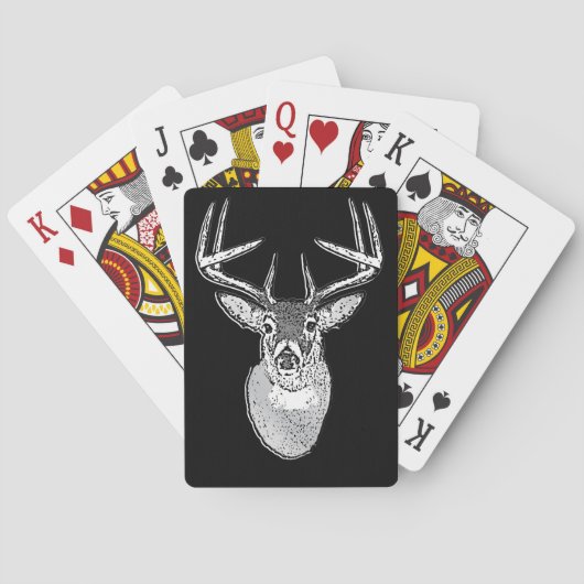 Jeu De Cartes Buck sur la tête de cerf de queue blanche noire (dos)