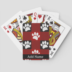 Jeu De Cartes Buffalo Empreinte de patte de chien plaqué en noir