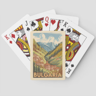 Jeu De Cartes Bulgarie Illustration peinte Voyage Art Vintage