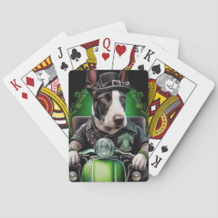 Jeu De Cartes Bull Terrier Chien Conduite Vélo St. Patrick's Day