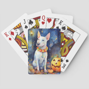 Jeu De Cartes Bull Terrier Halloween avec citrouilles effrayant