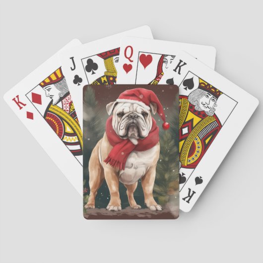 Jeu De Cartes Bulldog à Noël de neige (dos)