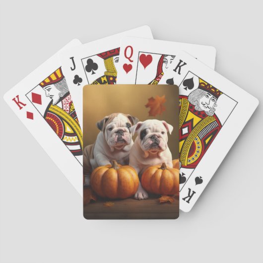 Jeu De Cartes Bulldog Chiot Automne Citrouille de plaisir (dos)