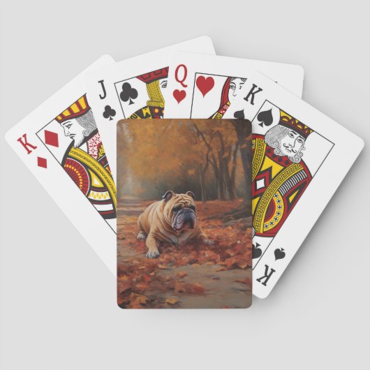 Jeu De Cartes Bulldog en automne Feuilles automne Inspire (dos)