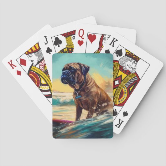 Jeu De Cartes Bullmastiff Beach Surfing Peinture (dos)