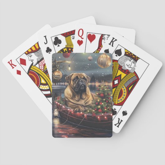 Jeu De Cartes Bullmastiff Noël Festive Voyage (dos)