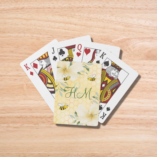 Jeu De Cartes Bumble abeilles jaune miel fleurs monogramme