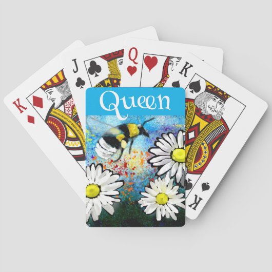 Jeu De Cartes Bumble Whimsical Bee in Daisies Personnalisé (dos)