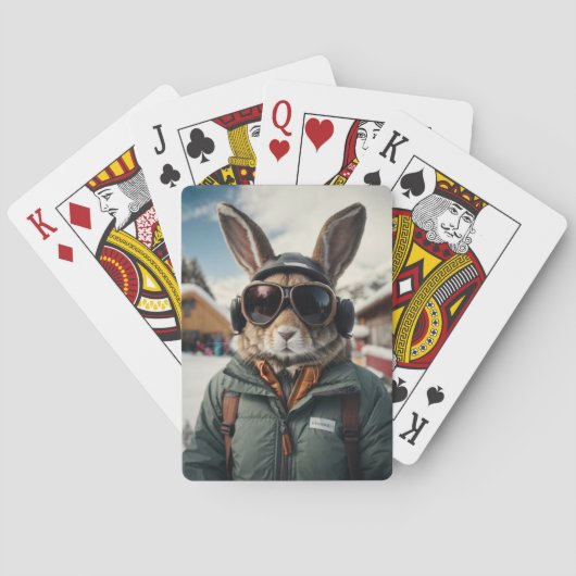 Jeu De Cartes Bunny de snowboard Whimsical (dos)