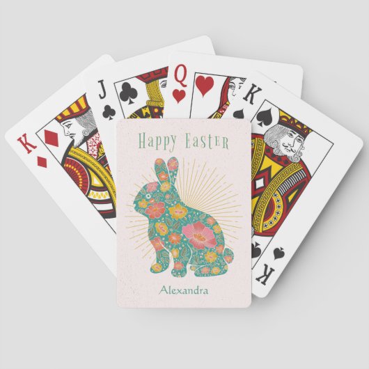 Jeu De Cartes Bunny Pâques Pastel Vintage Personnalisé (dos)