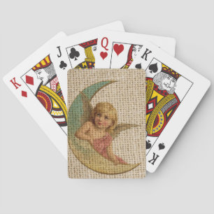Jeu De Cartes burlap croissant vintage lune ange victorienne ang