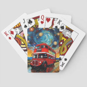 Jeu De Cartes Bus Red Double Decker La Nuit Étoile,