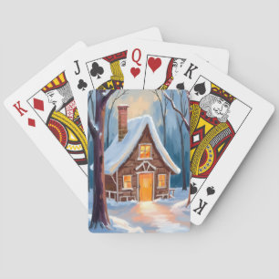Jeu De Cartes Cabane dans les bois enneigés de Noël en hiver