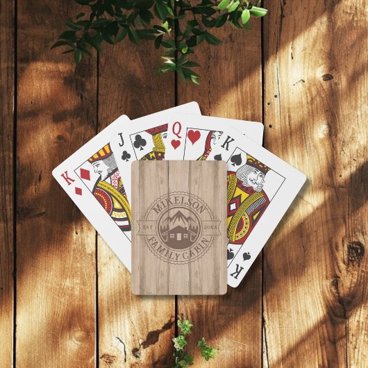 Jeu De Cartes Cabine de famille en bois rustique personnalisé