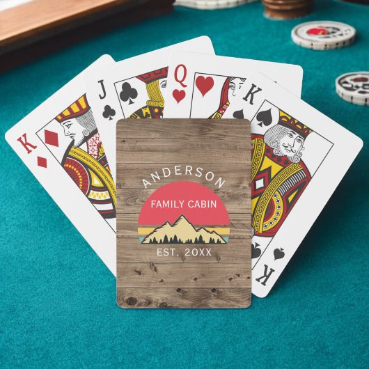 Jeu De Cartes Cabine de famille Rustic Retro Trees Nom de famill