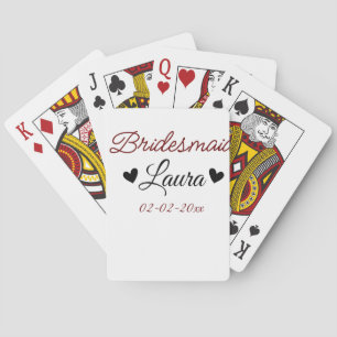 Jeu De Cartes Cadeau de demoiselle d'honneur simple minimal nom 
