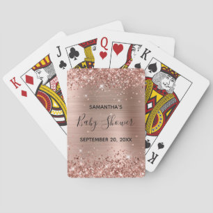 Jeu De Cartes Cadeau de fête de bébé en or rose scintillant