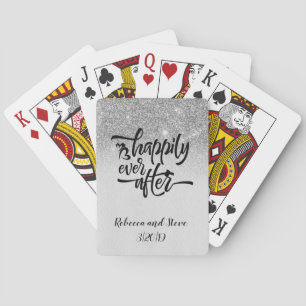Jeu De Cartes Cadeau de mariage  À jamais heureux Argenté