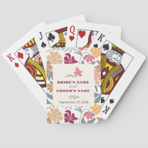 Jeu De Cartes Cadeau de Mariage Bohème Chic Floral Rétro Milieu