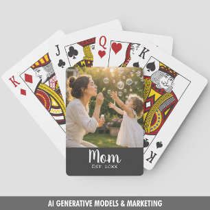 Jeu De Cartes Cadeau de Mémoire Photo de Maman Établie