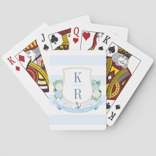 Jeu De Cartes Cadeau de monogramme de mariage Coastal Chic (dos)