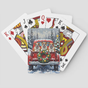 Jeu De Cartes Cadeau de Noël camionnette rouge Bulldog pour les