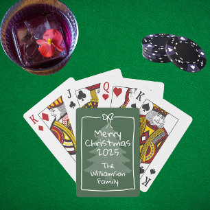 Jeu De Cartes Cadeau de Noël personnalisé vert avec doodle fanta