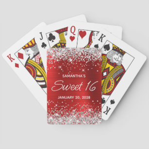 Jeu De Cartes Cadeau de remerciement Sweet 16 en papier d'argent