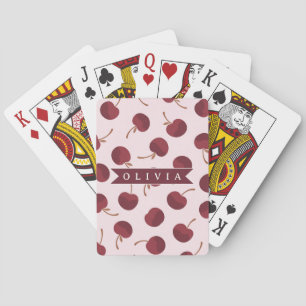 Jeu De Cartes Cadeau Personnalisé avec Motif Cerise Esthétique