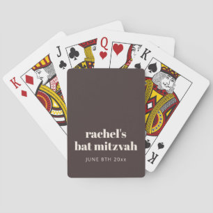 Jeu De Cartes Cadeau personnalisé de Bar Mitzvah marron terreux