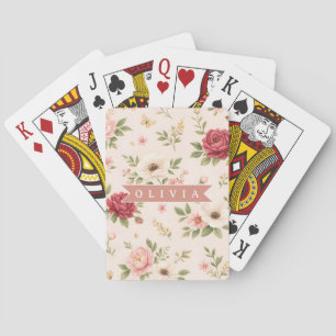 Jeu De Cartes Cadeau Personnalisé Nom Romantique Floral Vintage