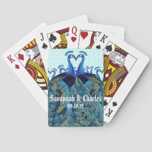 Jeu De Cartes Cadeaux de mariage de paons vintage s'embrassant