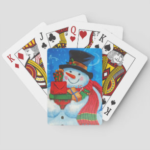 Jeu De Cartes Cadeaux d'incidence de bonhomme de neige