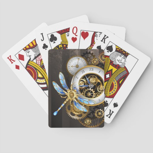 Jeu De Cartes Cadran Steampunk avec libellule (dos)