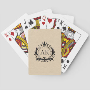 Jeu De Cartes Cadre de luxe noir élégant et cuir beige couronne