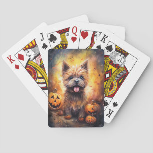 Jeu De Cartes Cairn Terrier d'Halloween avec citrouilles Épouvan