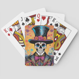 Jeu De Cartes Calavera colorée : Jour du squelette mort