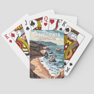 Jeu De Cartes California Travel Art Vintage