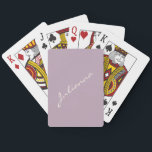 Jeu De Cartes Calligraphie moderne minimaliste Lilac Nom pourpre<br><div class="desc">Jouer des cartes personnalisées avec votre nom dans de belles lettres manuscrites sur un arrière - plan lilas violet élégant. Super idée cadeau.</div>