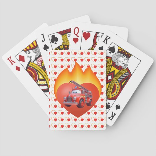 Jeu De Cartes Camion de pompier mignon Saint Valentin (dos)