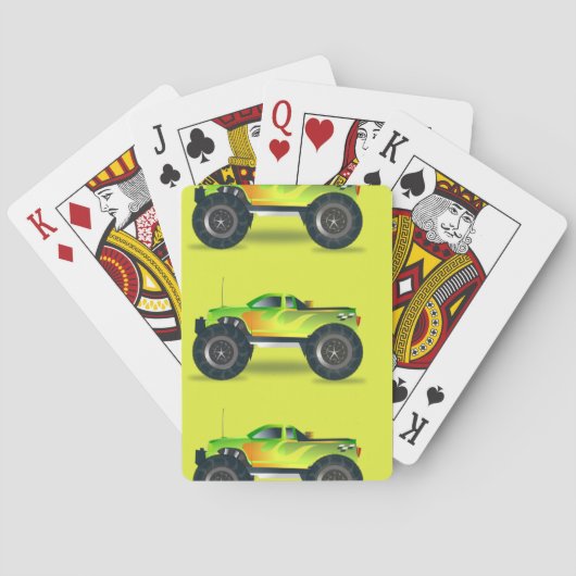 Jeu De Cartes Camion Monster sur le vert citron (dos)